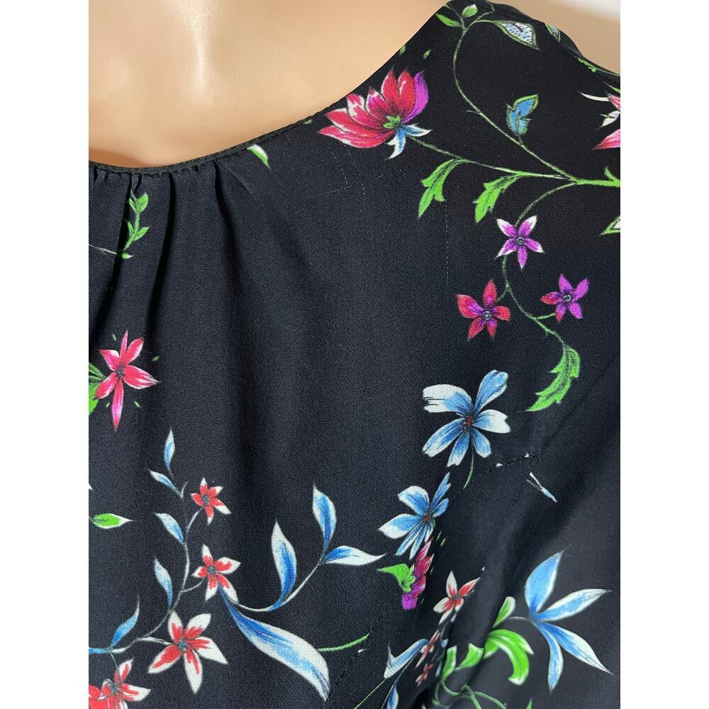 Milly Diana Silk Dress size 8 Black Floral New Fit and flare Cocktail - Picture 14 of 16
